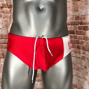 Red and White Men's Swim Briefs